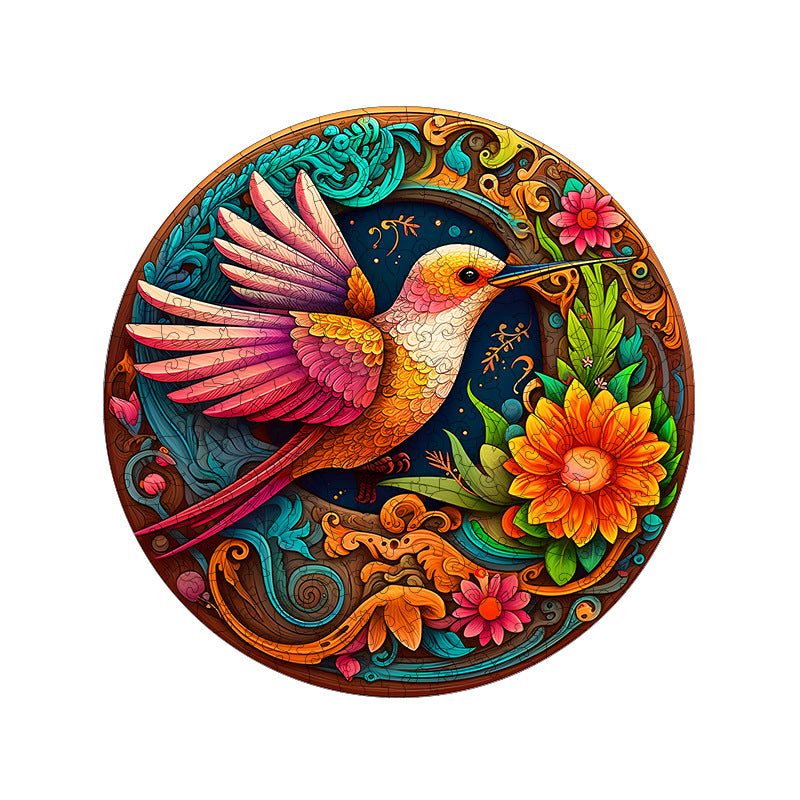 Vibrant Hummingbird Wooden Jigsaw Puzzle